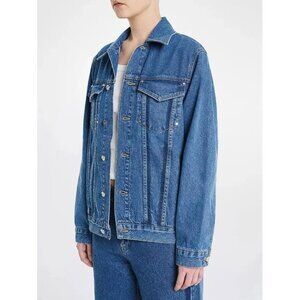 DION LEE Unisex Shadow Denim Jacket Size L In Washed Indigo